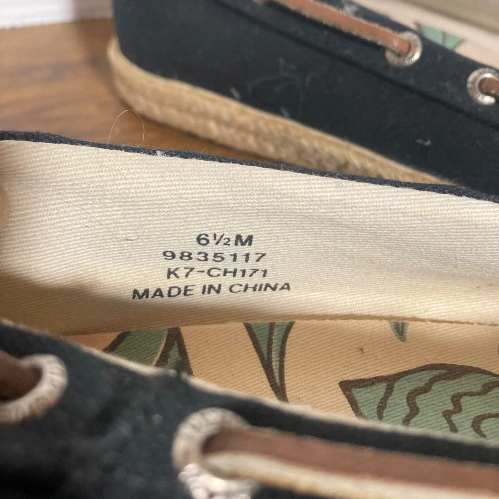 Sperry Top-Sider Womens Black Canvas Espadrille Boat Shoes‎ 9835117 Size 6.5M